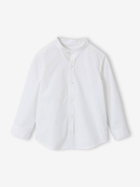 Ceremony suit with Mao collar shirt, jacket and trousers for boys aqua green+beige+sky blue 