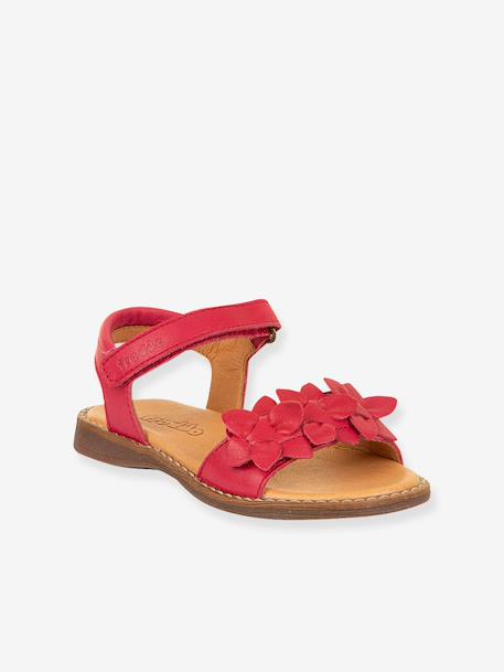 Pair of LORE FLOWERS Leather Sandals for Girls, FRODDO blue+blush+deep blue+gold+golden pink+lavender+red+tomato red 