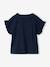Girl's short-sleeved t-shirt with romantic pattern and frill detail ecru+navy blue+rose+sage green 