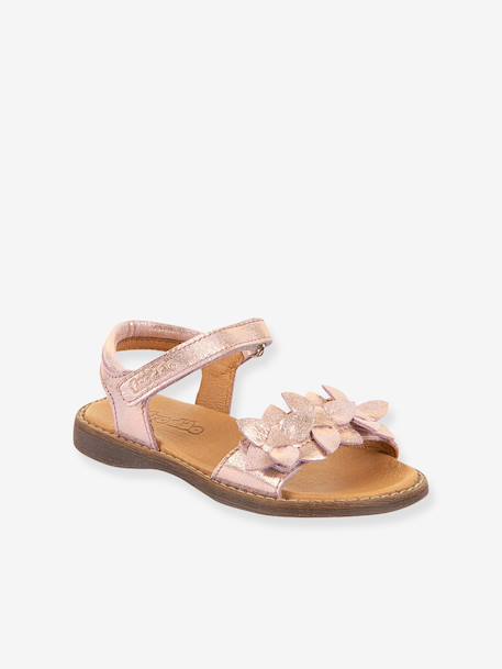 Pair of LORE FLOWERS Leather Sandals for Girls, FRODDO blue+blush+deep blue+gold+golden pink+lavender+red+tomato red 
