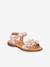 Pair of LORE FLOWERS Leather Sandals for Girls, FRODDO blue+blush+deep blue+gold+golden pink+lavender+red+tomato red 