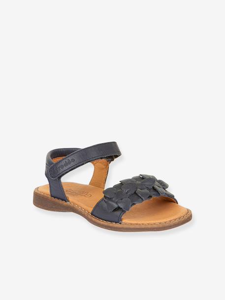 Pair of LORE FLOWERS Leather Sandals for Girls, FRODDO blue+blush+deep blue+gold+golden pink+lavender+red+tomato red 