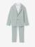 Ceremony suit with Mao collar shirt, jacket and trousers for boys aqua green+beige+sky blue 