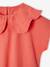 Girls' fancy embroidered collar T-shirt coral+ecru 