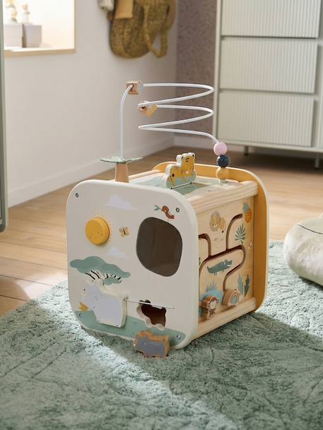 FSC® wooden multi-activity cube yellow 