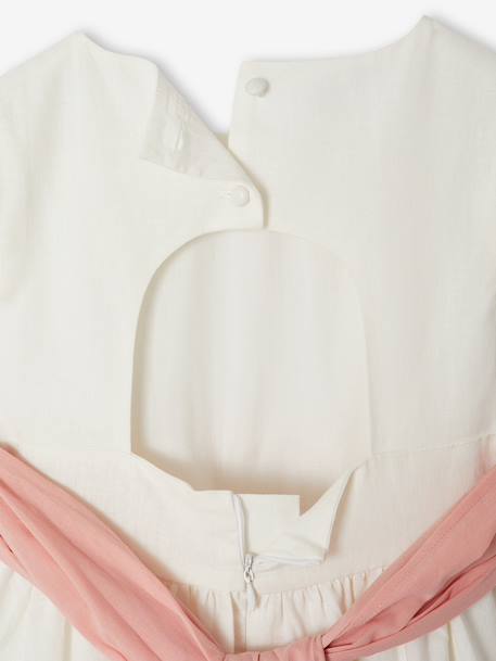 Party skater dress with bow sage green+white 