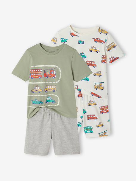 Pack of 2 vehicle pyjama shorts sage green 