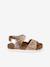 Leather buckle sandals gold+pale pink 