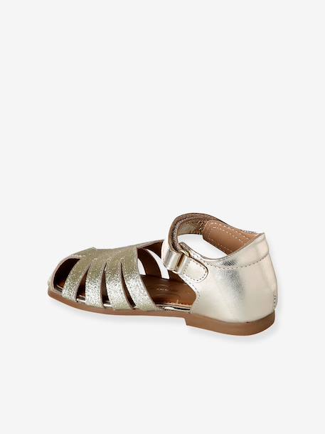 Girls' open leather ballerinas gold 