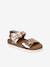 Leather buckle sandals gold+pale pink 
