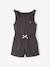 Two-fabric playsuit for girls old rose+slate grey 