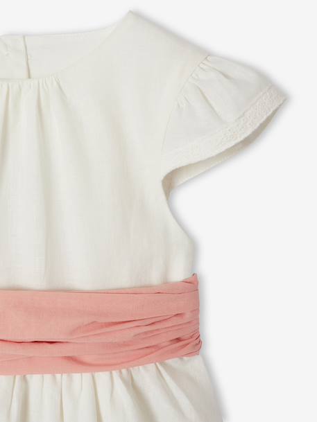 Party skater dress with bow sage green+white 
