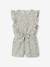 Frilly Cotton Gauze Playsuit for Girls ecru+sage green 