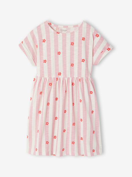 Girl's comfortable jersey dress striped blue+striped pink 