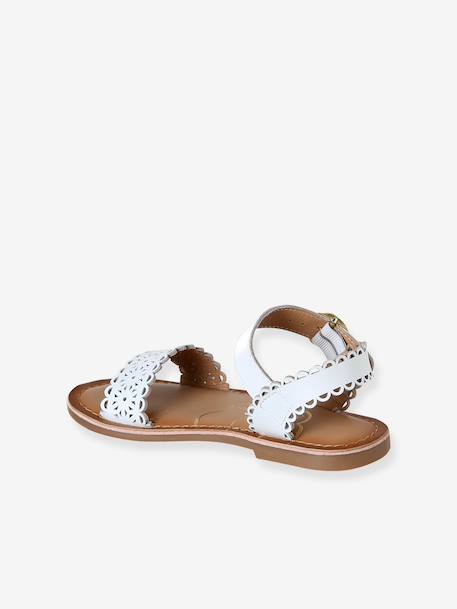Girls' leather buckle sandals white 