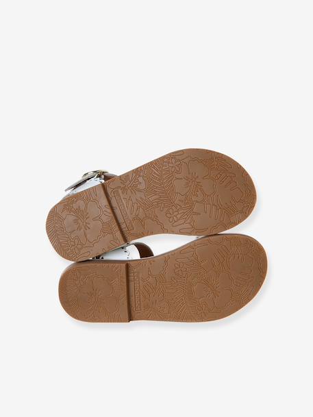 Girls' leather buckle sandals white 