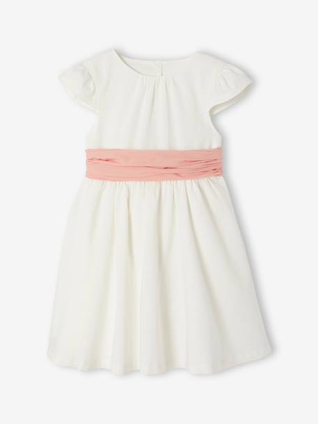 Party skater dress with bow sage green+white 