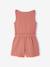 Two-fabric playsuit for girls old rose+slate grey 