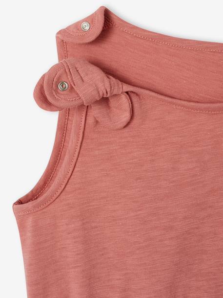 Two-fabric playsuit for girls old rose+slate grey 