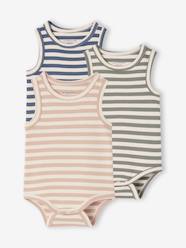 Baby-Pack of 3 sleeveless organic cotton bodysuits. 