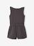 Two-fabric playsuit for girls old rose+slate grey 