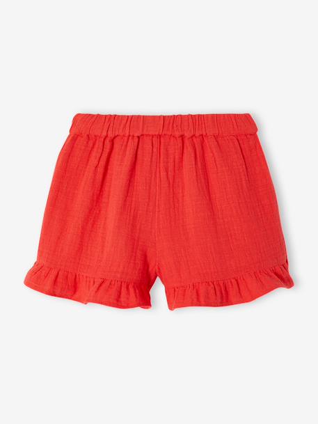 Girl's cotton gauze skort electric blue+red 