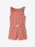 Two-fabric playsuit for girls old rose+slate grey 