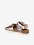 Leather buckle sandals gold+pale pink 