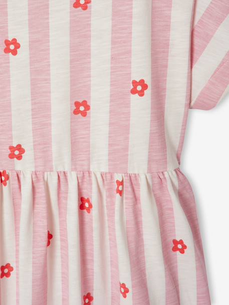 Girl's comfortable jersey dress striped blue+striped pink 