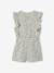 Frilly Cotton Gauze Playsuit for Girls ecru+sage green 