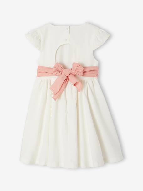 Party skater dress with bow sage green+white 