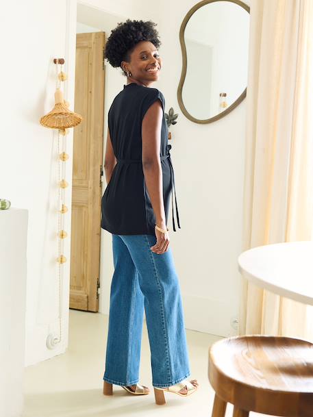 V-neck nursing t-shirt black+khaki 