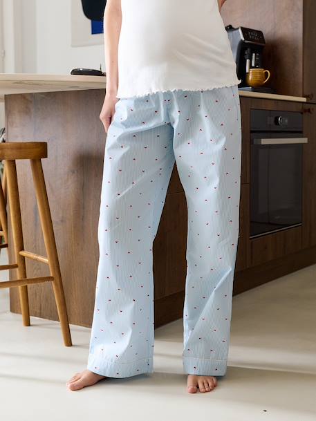 Pyjamas with hearts for nursing clothes and breastfeeding sky blue 