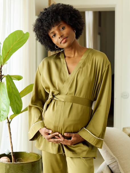 Nursing clothes bathrobe set olive 