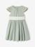 Party skater dress with bow sage green+white 
