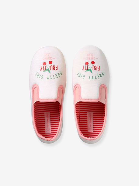 Elasticated Canvas Slippers for Children pale pink+printed pink+rose 