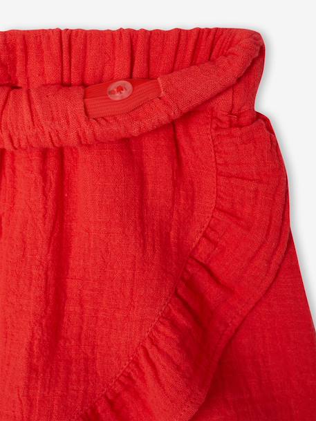 Girl's cotton gauze skort electric blue+red 