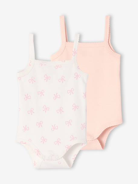 Pack of 2 girl's bodysuit with braces ecru 