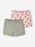 Pack of 2 Pairs of Shorts for Girls aqua green+navy blue+tangerine 