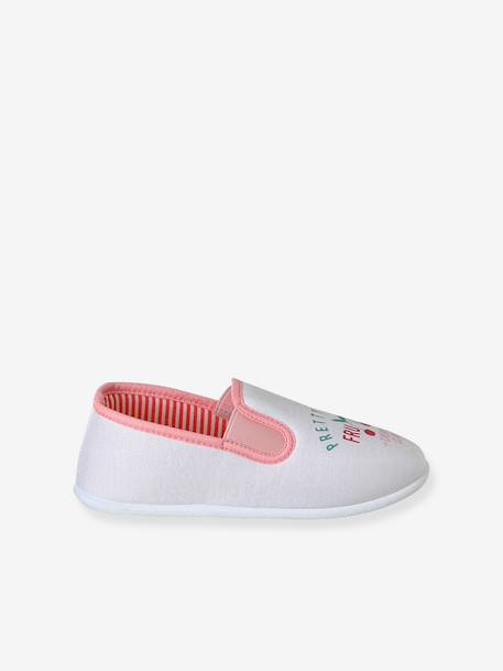 Elasticated Canvas Slippers for Children pale pink+printed pink+rose 