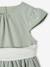 Party skater dress with bow sage green+white 