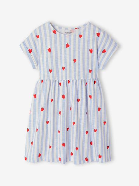 Girl's comfortable jersey dress striped blue+striped pink 