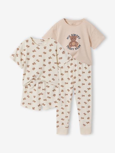 Pack of 2 short and long bear pyjamas ecru 