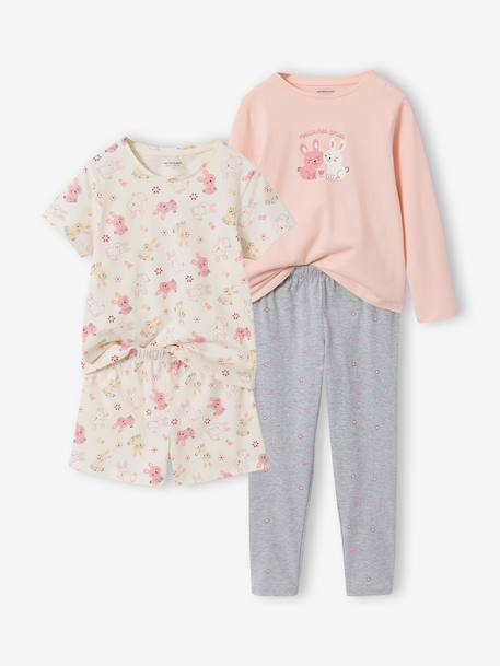Pack of 2 short and long rabbit pyjamas marl grey 