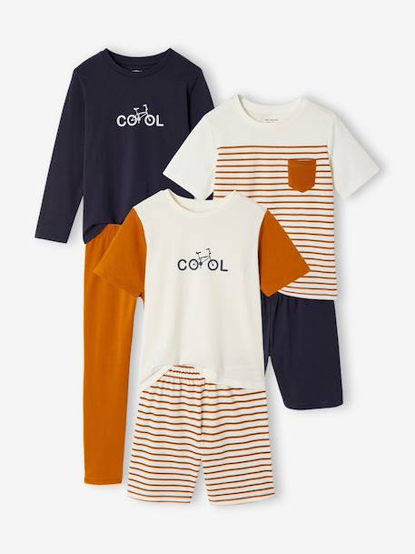 Pack of 3 long and short cycling pyjamas caramel 