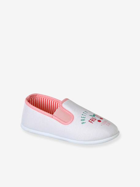 Elasticated Canvas Slippers for Children pale pink+printed pink+rose 