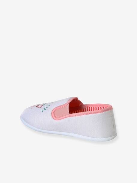 Elasticated Canvas Slippers for Children pale pink+printed pink+rose 