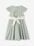 Party skater dress with bow sage green+white 