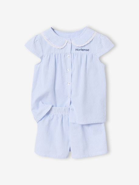 Short-sleeved pyjama playsuit to customise sky blue 