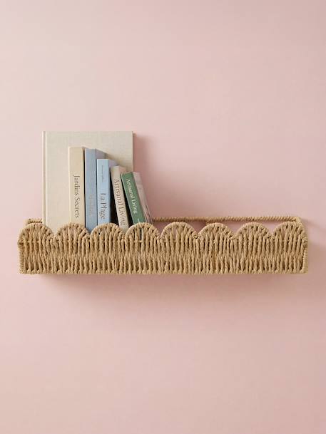 Scalloped paper rope shelf beige 